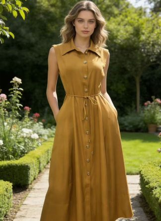 Sleeveless Button-DowN Dress