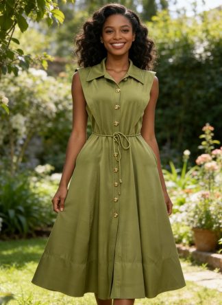 Sleeveless Button-Down Dress
