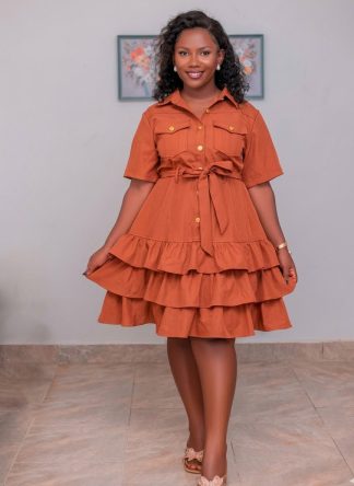 Tiered Utility Shirt Dress
